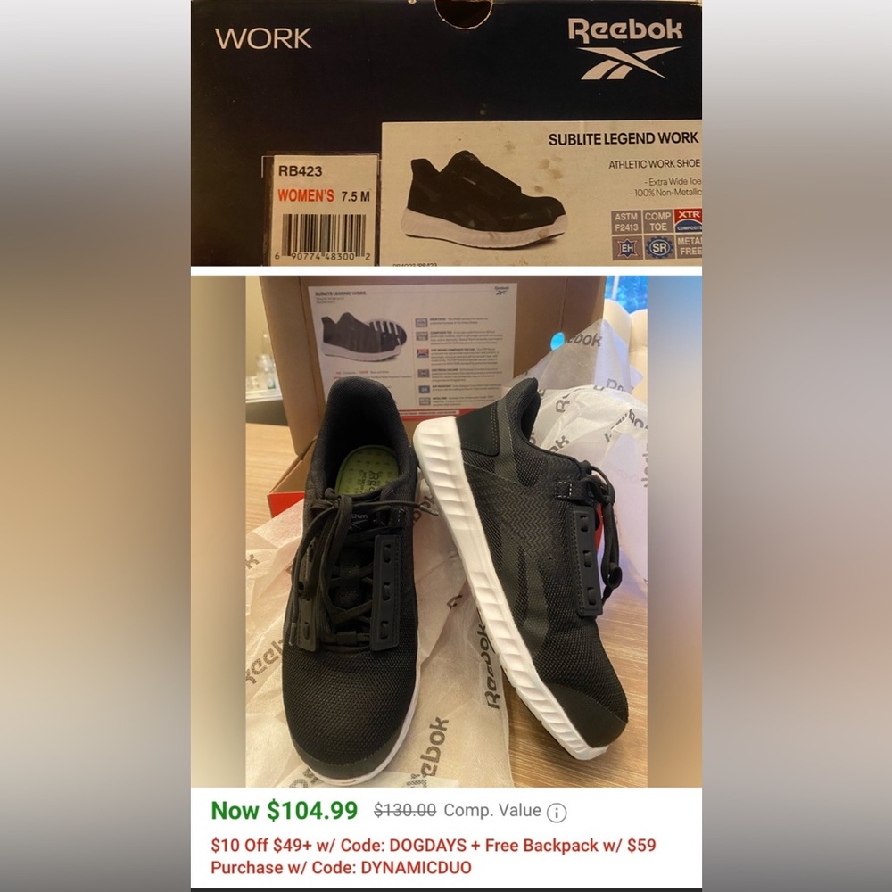 WOMAN’s Size 7 1/2 REEBOK SUBLITE LEGEND WORK SHOES! These look brand NEW!